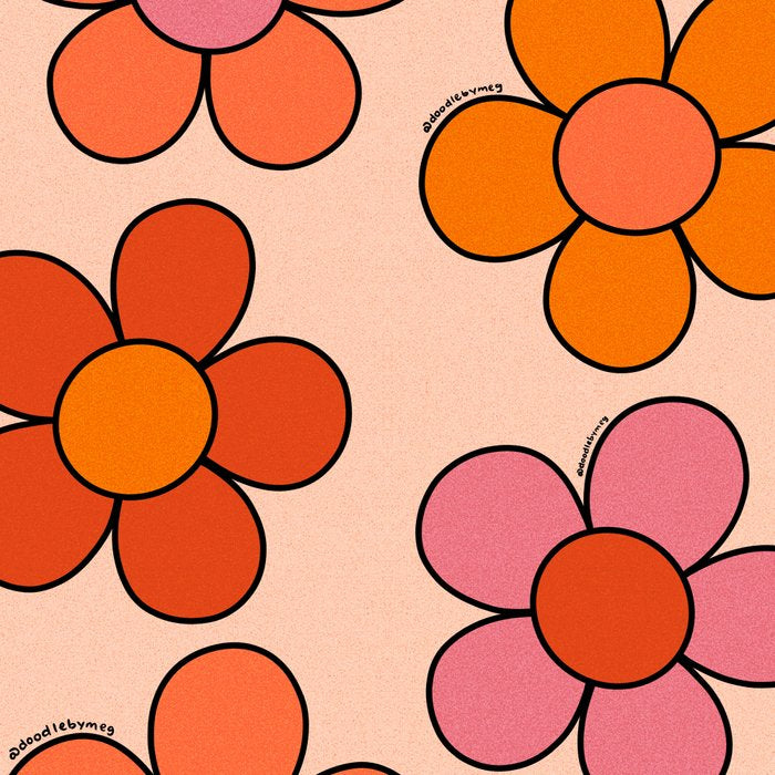 Groovy Flowers Print in Pink Coffee Mug Gallery Image 2