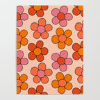 Groovy Flowers Print in Pink Poster Gallery Image 4