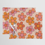 Groovy Flowers Print in Pink Placemat Gallery Image 1