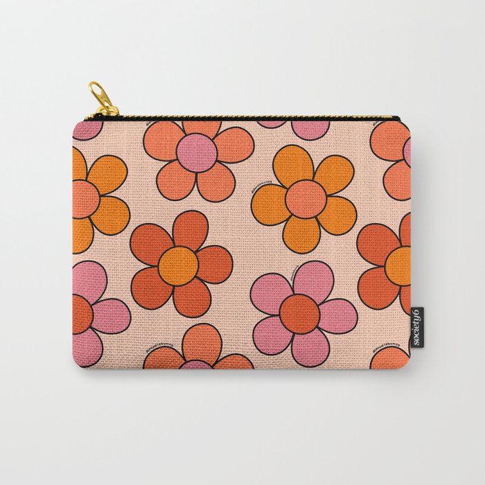 Groovy Flowers Print in Pink Carry All Pouch Gallery Image 1