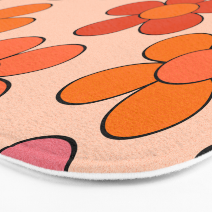 Groovy Flowers Print in Pink Bath Mat Gallery Image 3