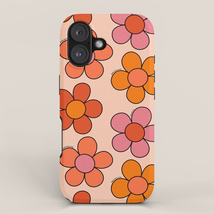Groovy Flowers Print in Pink iPhone Case Gallery Image 1