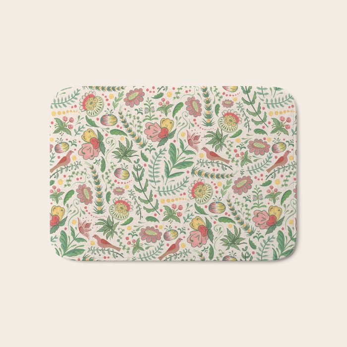 Swedish Floral - Cream Bath Mat Gallery Image 1