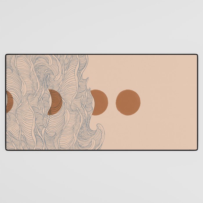 Vintage abstract landscape the great wave ocean sunset moon Desk Mat Gallery Image 3