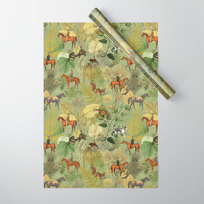 Horseback Riding In The Woods Wrapping Paper Gallery Image 1