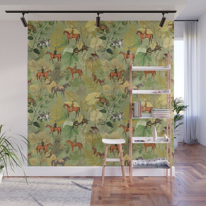 Horseback Riding In The Woods Wall Mural Gallery Image 1