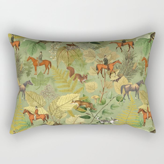 Horseback Riding In The Woods Rectangular Pillow Gallery Image 2