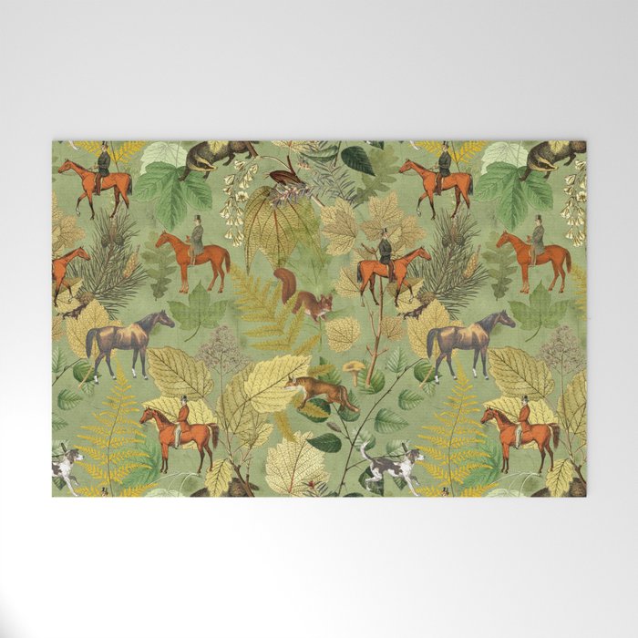 Horseback Riding In The Woods Welcome Mat Gallery Image 1