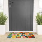 Happy Dancing Girl in Geometric Landscapes Welcome Mat Gallery Image 3