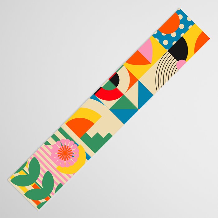 Happy Dancing Girl in Geometric Landscapes Table Runner Gallery Image 3