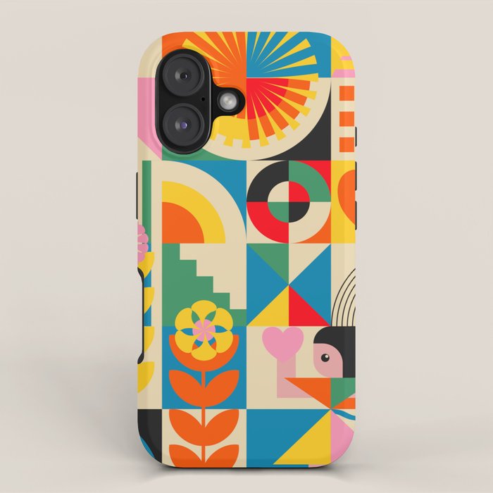 Happy Dancing Girl in Geometric Landscapes iPhone Case Gallery Image 1