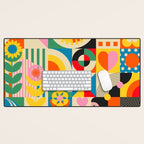 Happy Dancing Girl in Geometric Landscapes Desk Mat Gallery Image 1