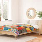 Happy Dancing Girl in Geometric Landscapes Duvet Cover Gallery Image 2