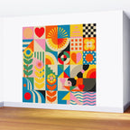 Happy Dancing Girl in Geometric Landscapes Wall Mural Gallery Image 2