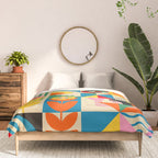 Happy Dancing Girl in Geometric Landscapes Comforter Gallery Image 3