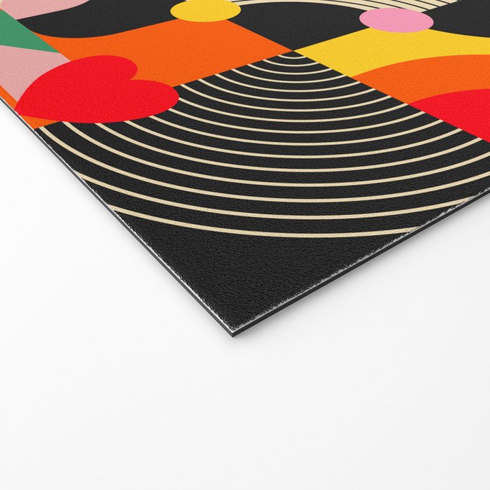 Happy Dancing Girl in Geometric Landscapes Welcome Mat Gallery Image 2