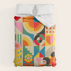 Happy Dancing Girl in Geometric Landscapes Duvet Cover Gallery Image 6