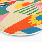 Happy Dancing Girl in Geometric Landscapes Bath Mat Gallery Image 3