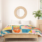 Happy Dancing Girl in Geometric Landscapes Duvet Cover Gallery Image 3