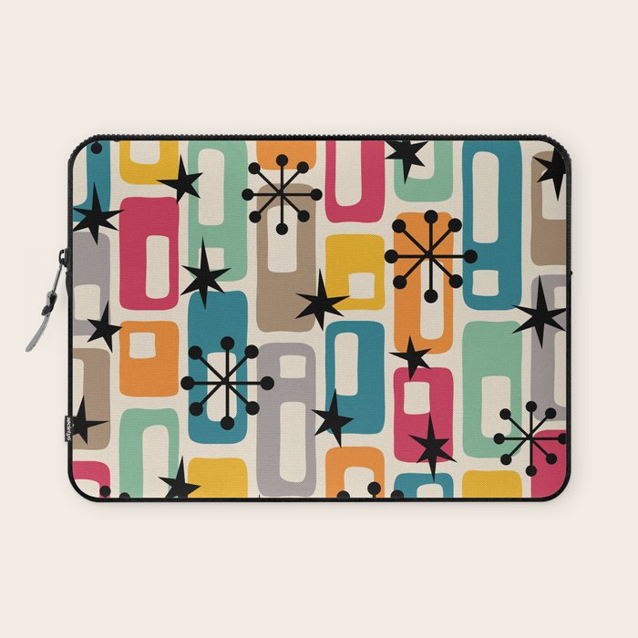Retro Mid Century Modern Atomic Decoration 254 Googie Laptop Sleeve Gallery Image 1