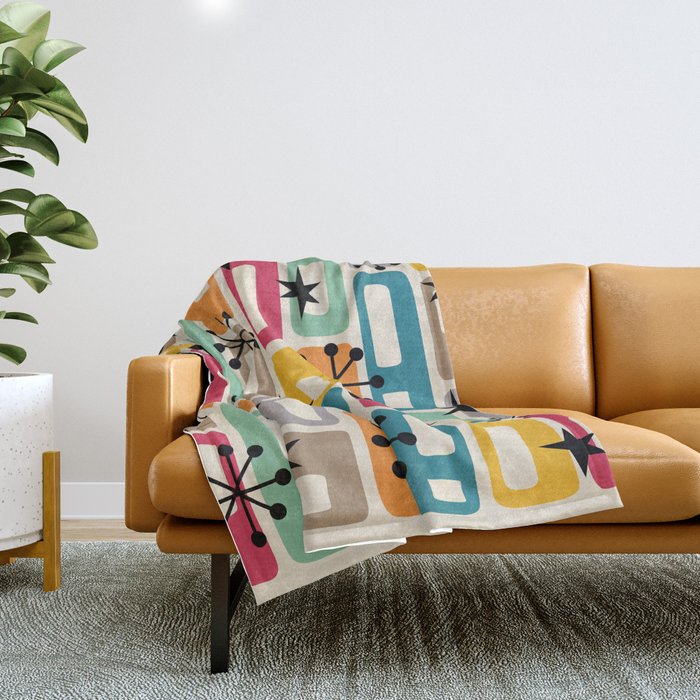 Retro Mid Century Modern Atomic Decoration 254 Googie Throw Blanket Gallery Image 1