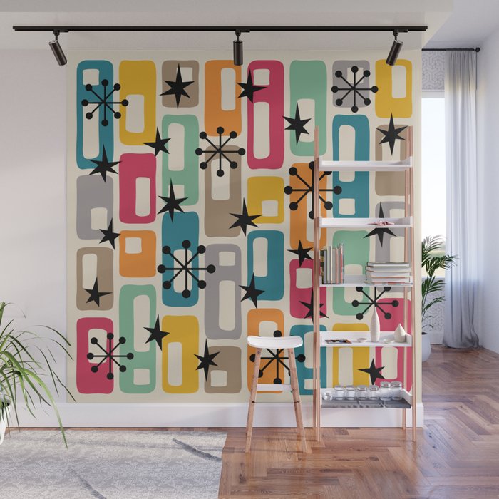 Retro Mid Century Modern Atomic Decoration 254 Googie Wall Mural Gallery Image 1
