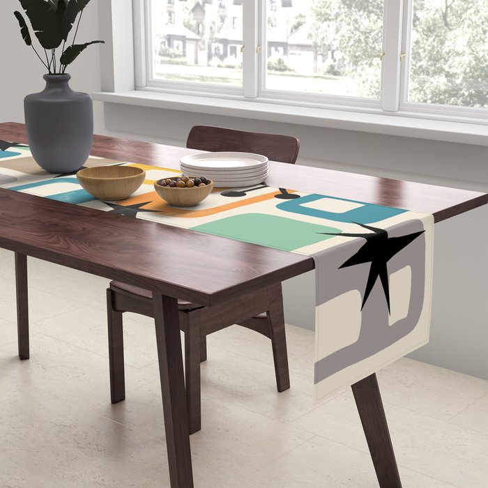 Retro Mid Century Modern Atomic Decoration 254 Googie Table Runner Gallery Image 2