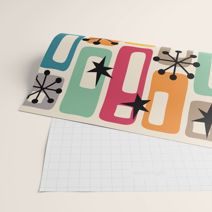 Retro Mid Century Modern Atomic Decoration 254 Googie Wrapping Paper Gallery Image 2