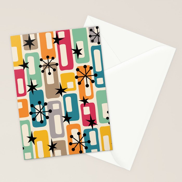 Retro Mid Century Modern Atomic Decoration 254 Googie Stationery Card Gallery Image 2