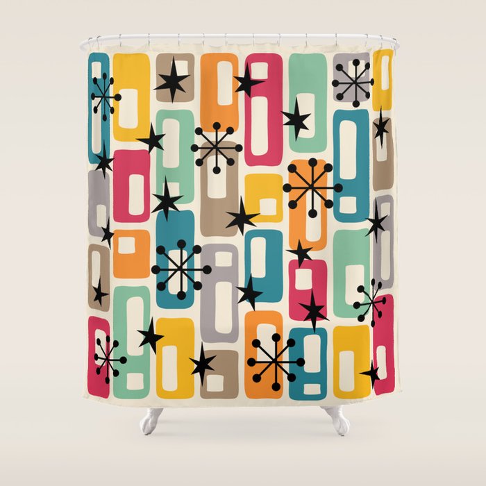 Retro Mid Century Modern Atomic Decoration 254 Googie Shower Curtain Gallery Image 1