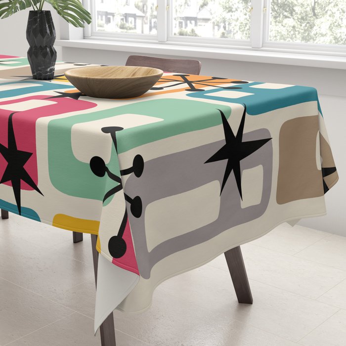 Retro Mid Century Modern Atomic Decoration 254 Googie Tablecloth Gallery Image 3
