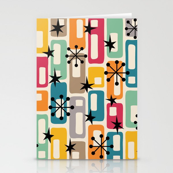 Retro Mid Century Modern Atomic Decoration 254 Googie Stationery Card Gallery Image 1