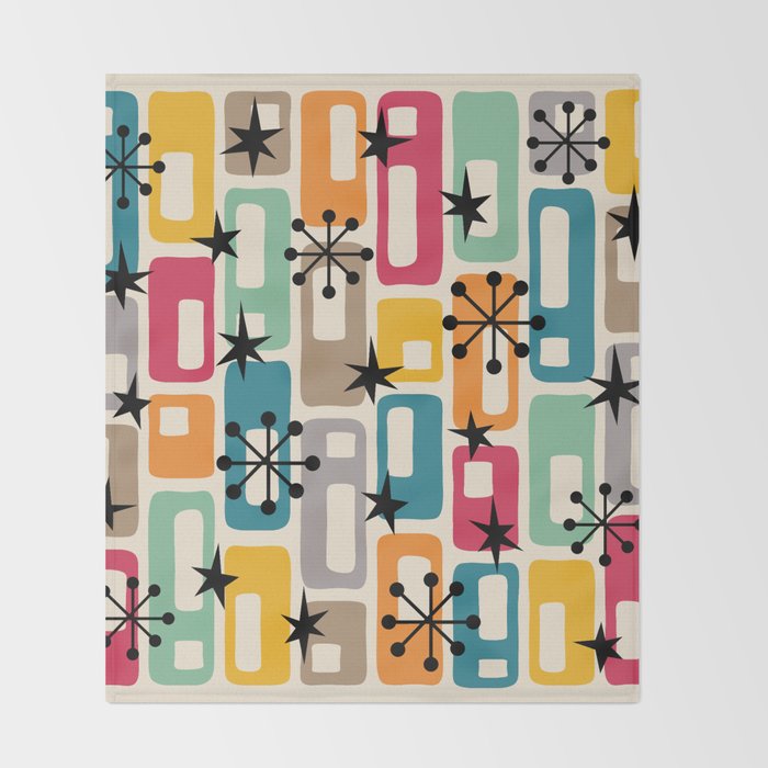 Retro Mid Century Modern Atomic Decoration 254 Googie Throw Blanket Gallery Image 2
