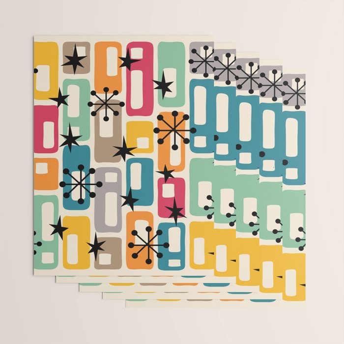 Retro Mid Century Modern Atomic Decoration 254 Googie Wrapping Paper Gallery Image 3