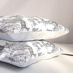 Toile de Jouy Vintage French Exotic Jungle Black & White Pillow Sham Gallery Image 3