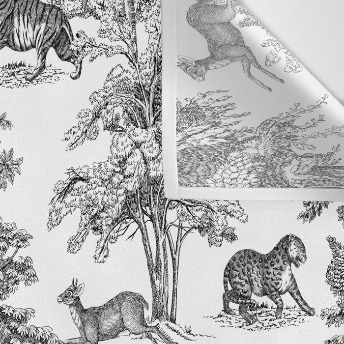 Toile de Jouy Vintage French Exotic Jungle Black & White Wall Tapestry Gallery Image 3