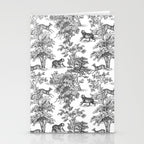 Toile de Jouy Vintage French Exotic Jungle Black & White Stationery Card Gallery Image 2