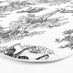 Toile de Jouy Vintage French Exotic Jungle Black & White Bath Mat Gallery Image 3