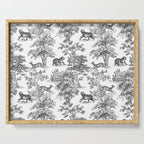 Toile de Jouy Vintage French Exotic Jungle Black & White Serving Tray Gallery Image 1