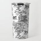 Toile de Jouy Vintage French Exotic Jungle Black & White Travel Mug Gallery Image 1