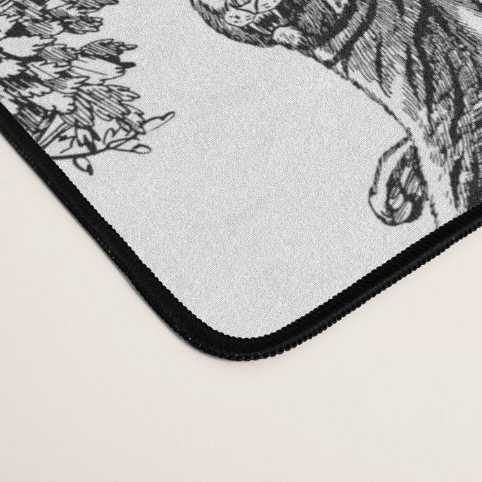 Toile de Jouy Vintage French Exotic Jungle Black & White Desk Mat Gallery Image 4