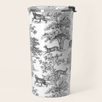 Toile de Jouy Vintage French Exotic Jungle Black & White Travel Mug Gallery Image 2