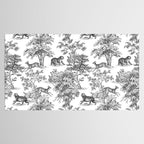 Toile de Jouy Vintage French Exotic Jungle Black & White Tablecloth Gallery Image 2