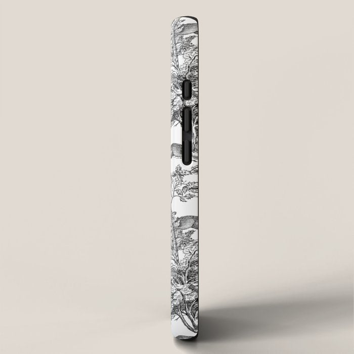 Toile de Jouy Vintage French Exotic Jungle Black & White iPhone Case Gallery Image 2