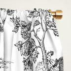 Toile de Jouy Vintage French Exotic Jungle Black & White Window Curtain Gallery Image 2