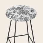 Toile de Jouy Vintage French Exotic Jungle Black & White Stool Gallery Image 2