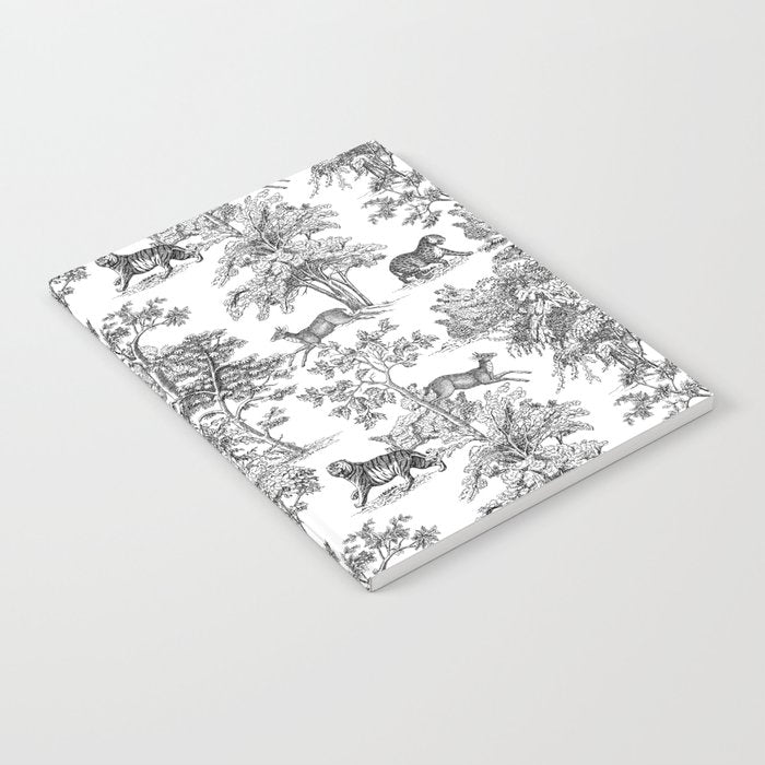 Toile de Jouy Vintage French Exotic Jungle Black & White Notebook Gallery Image 2