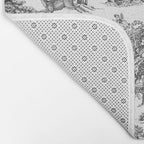 Toile de Jouy Vintage French Exotic Jungle Black & White Bath Mat Gallery Image 2