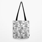 Toile de Jouy Vintage French Exotic Jungle Black & White Tote Bag Gallery Image 2