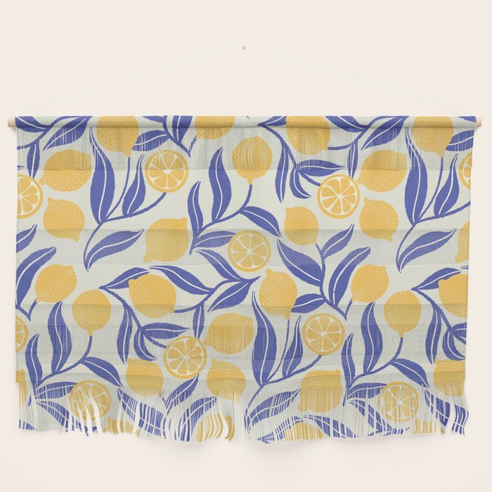 Lemon Orchard - blue and yellow Wall Hanging Gallery Image 1